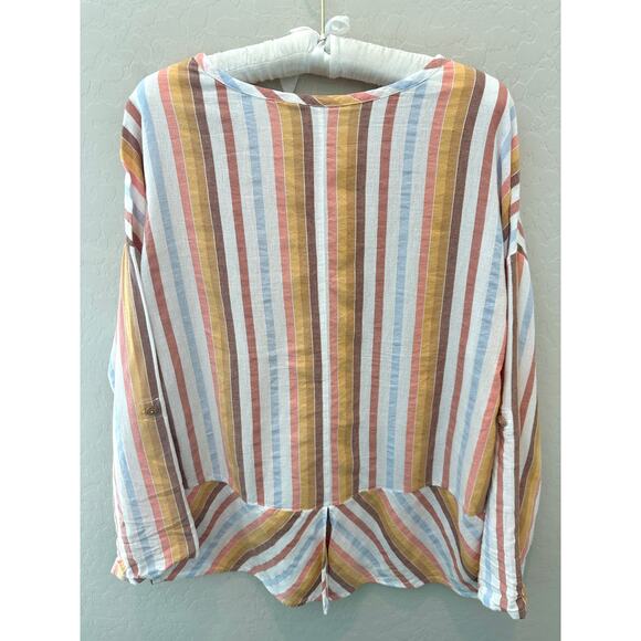 SOFT SURROUNDINGS | Striped Gauze Top Coastal Multicolor | Size Medium - Picture 5 of 6